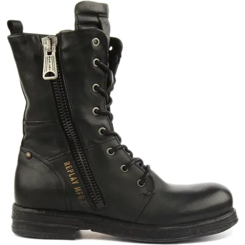 Lace Up Military Style Boots , female, Sizes: 3 UK, 4 UK - Replay - Modalova