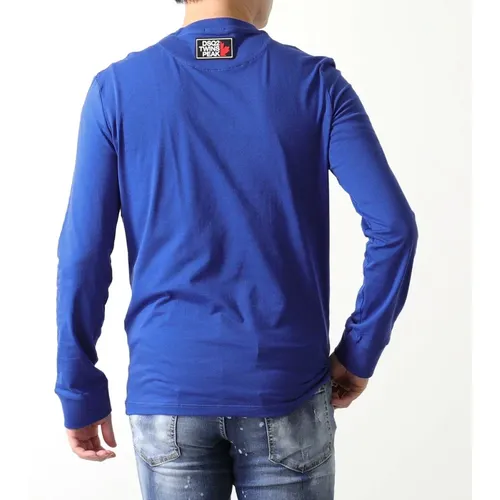 Herren T-Shirt mit langen Ärmeln und Twins Peak Logo in Blau - Dsquared2 - Modalova