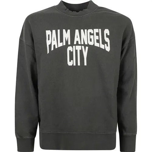 City Washed Crew Dark Grey Sweater , Herren, Größe: M - Palm Angels - Modalova