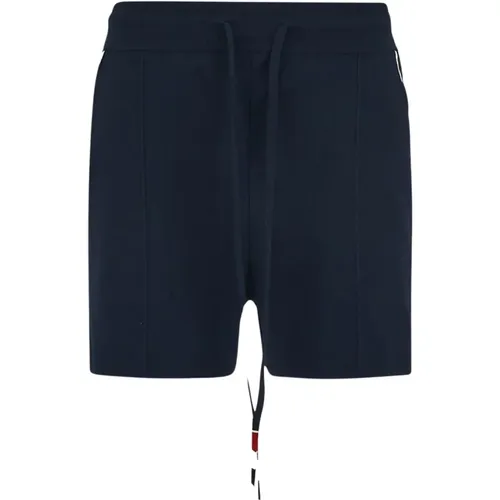 Marineblaue Pintuck Shorts mit Logo-Streifen - Thom Browne - Modalova
