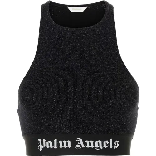 Schwarzes Viskose-Mix Crop Top - Palm Angels - Modalova