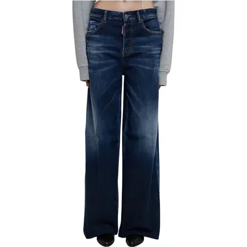 Blaue Denim Jeans mit Logo Label , Damen, Größe: 3XS - Dsquared2 - Modalova