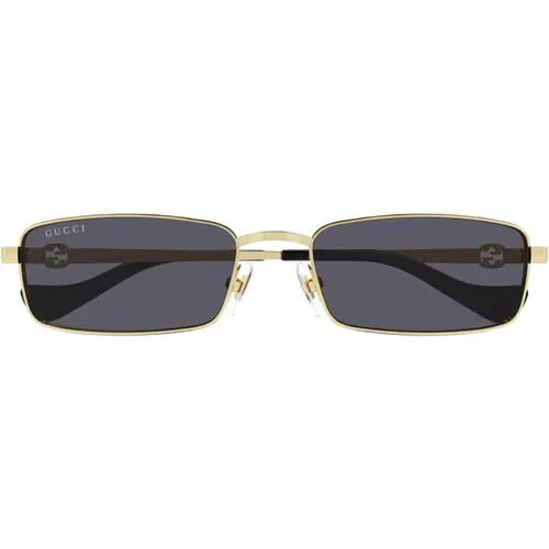 Quadratische Metallrahmen-Sonnenbrille in Gold , unisex, Größe: 56 MM - Gucci - Modalova