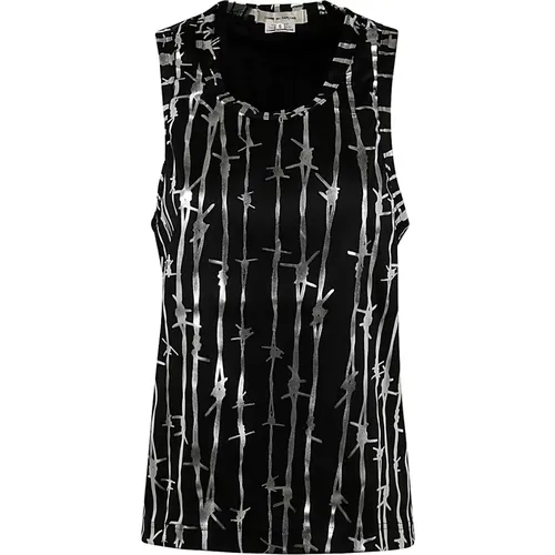 Schwarzes Silber Damen T-Shirt , Damen, Größe: M - Comme des Garçons - Modalova