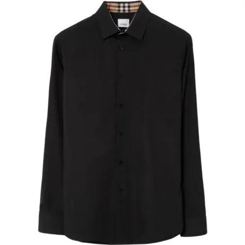 Cotton Check Beige Embroidered Cavalier Shirt , male, Sizes: L, S, XL - Burberry - Modalova