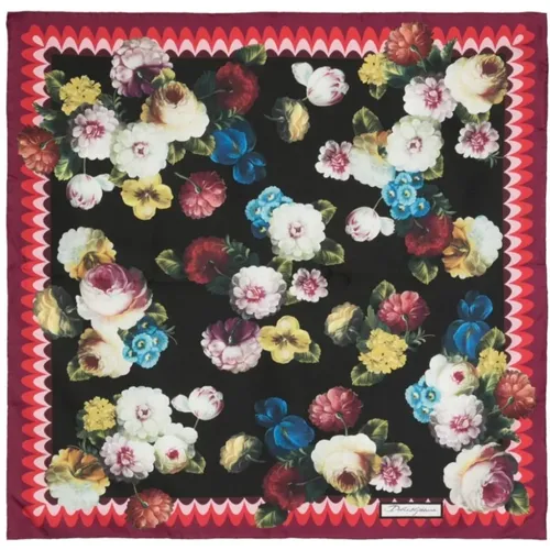 Floral Print Silk Scarf , female, Sizes: ONE SIZE - Dolce & Gabbana - Modalova