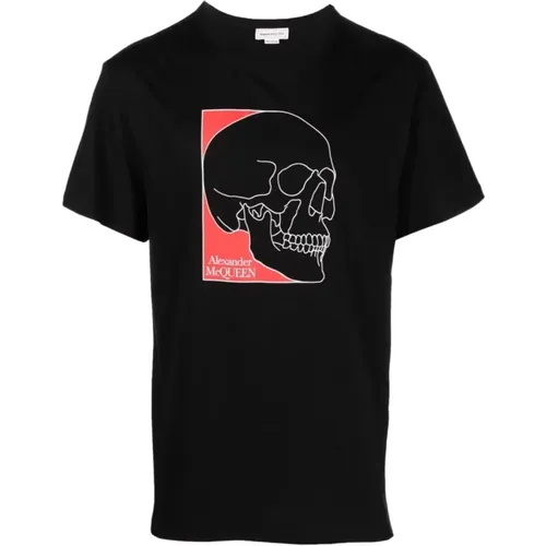 Outline Skull Print T-Shirt , male, Sizes: S, L, M - alexander mcqueen - Modalova