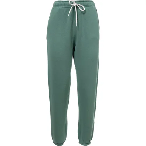 Slim-Fit Cotton Jogging Pants with Blue Pony Logo , female, Sizes: M - Polo Ralph Lauren - Modalova