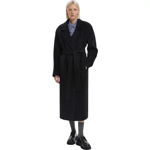 Women's Belted Coat with Wide Lapels Er00116044 , female, Sizes: L - Estro - Modalova