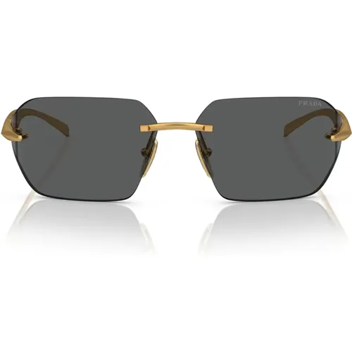 Irregular Shape Sunglasses with Gold Details , unisex, Sizes: ONE SIZE - Prada - Modalova