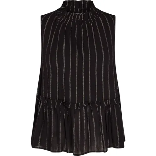 Elegant Smocked Halterneck Top with Metallic Stripes , female, Sizes: XS - Co'Couture - Modalova