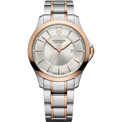 Stahl Quarz Uhr, Silbernes Gehäuse Armband , Herren, Größe: ONE Size - Victorinox - Modalova