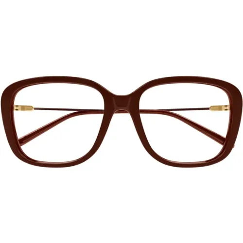 Rectangular Frame Glasses with Metal Bars and Oval Logo Plaque , female, Sizes: ONE SIZE - Chloé - Modalova