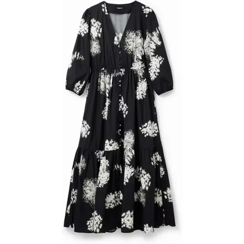 Print V-Neck Dress , female, Sizes: 2XL - Desigual - Modalova