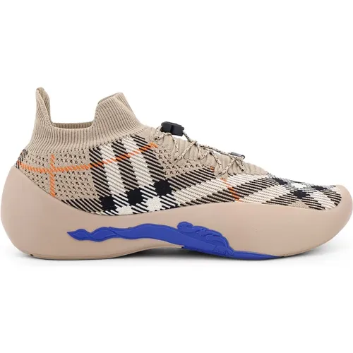 Gestrickte Sneakers mit Karomuster und Kordelzug , Herren, Größe: 36 EU - Burberry - Modalova