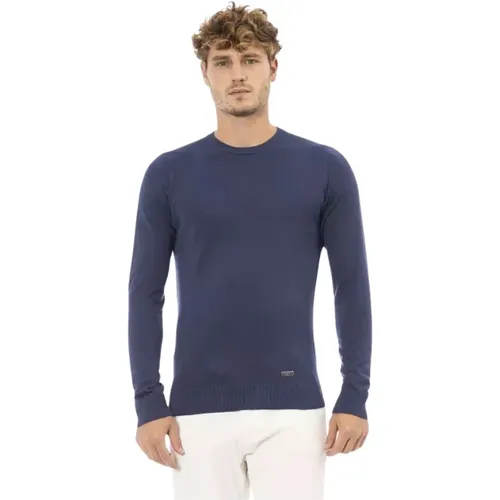 Blauer Kaschmir-Mix Pullover mit Rundhalsausschnitt - Baldinini - Modalova