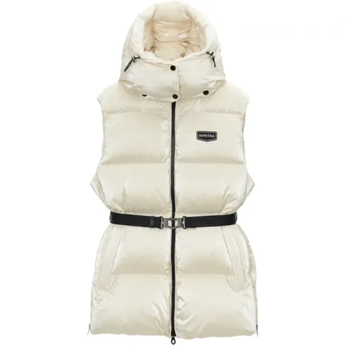Cream Mid Down Vest with Detachable Hood and Belt , female, Sizes: S, 2XS, XS - duvetica - Modalova
