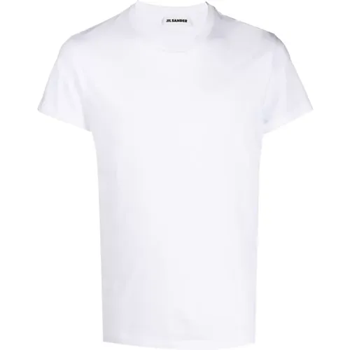 Herren Ripp-Baumwoll-Rundhals-T-Shirt , Herren, Größe: M - Jil Sander - Modalova