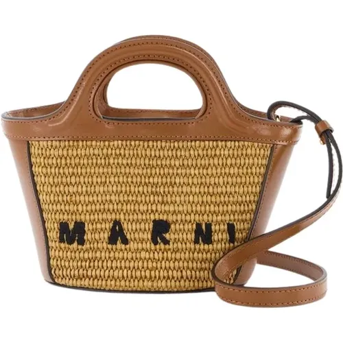 Straw Tote Bag - Raw Sienna , female, Sizes: ONE SIZE - Marni - Modalova