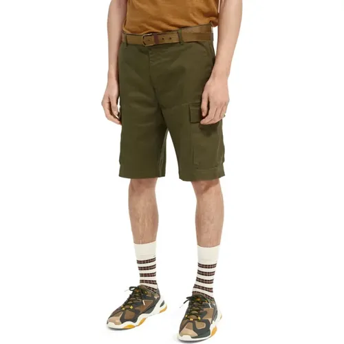 Grüne Cargo-Shorts aus Baumwollmischung , Herren, Größe: W32 - Scotch & Soda - Modalova