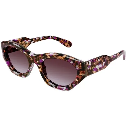Stilvolle Violette Sonnenbrille im Havana Rahmen - Chloé - Modalova