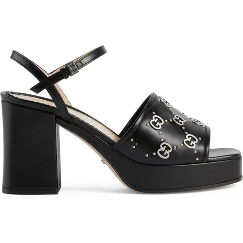 GG Stud-Embellished Platform Sandals , female, Sizes: 5 UK - Gucci - Modalova