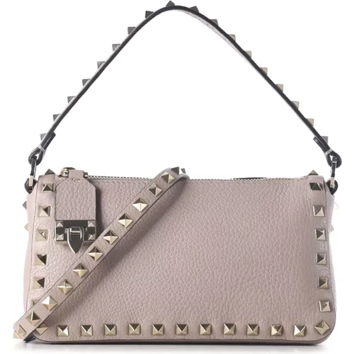 Hammered Texture Bag with Gold Rockstud Details , female, Sizes: ONE SIZE - Valentino Garavani - Modalova