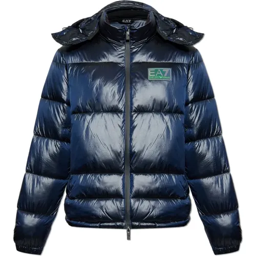 Gepolsterte Jacke mit abnehmbarer Kapuze , Herren, Größe: XL - Emporio Armani EA7 - Modalova