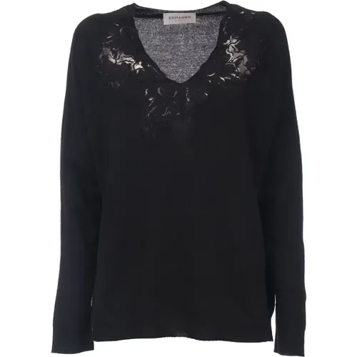 Bestickter Pullover mit Spitzen-Details , Damen, Größe: L - Ermanno Scervino - Modalova