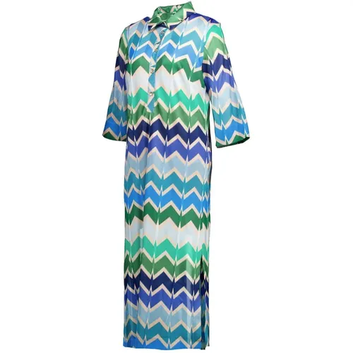 Stilvolles Pocana Midi-Kleid mit Zigzag-Muster , Damen, Größe: M - Ana Alcazar - Modalova