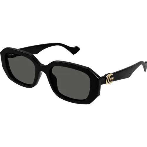 Schwarze/Graue Sonnenbrille , Damen, Größe: 54 MM - Gucci - Modalova