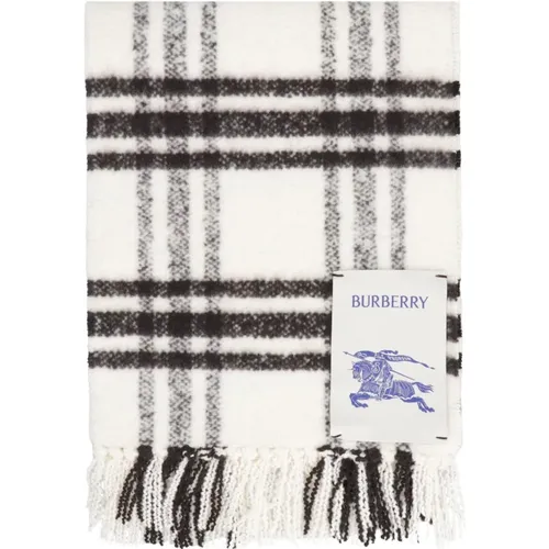 Frayed Hem Wool Check Scarf - Burberry - Modalova