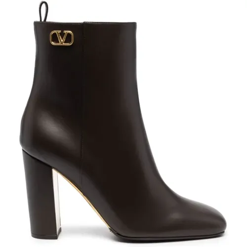 Brown VLogo Signature Ankle Boots , female, Sizes: 7 1/2 UK, 4 1/2 UK - Valentino - Modalova