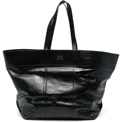 Grained Leather Tote Bag , female, Sizes: ONE SIZE - Ami Paris - Modalova