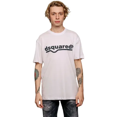 Weißes Baumwoll-T-Shirt , Herren, Größe: XL - Dsquared2 - Modalova