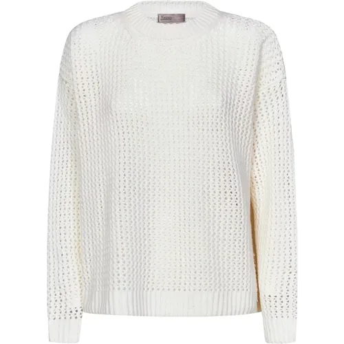 Weiße Wollstrick Rundhals Pullover , Damen, Größe: S - Herno - Modalova