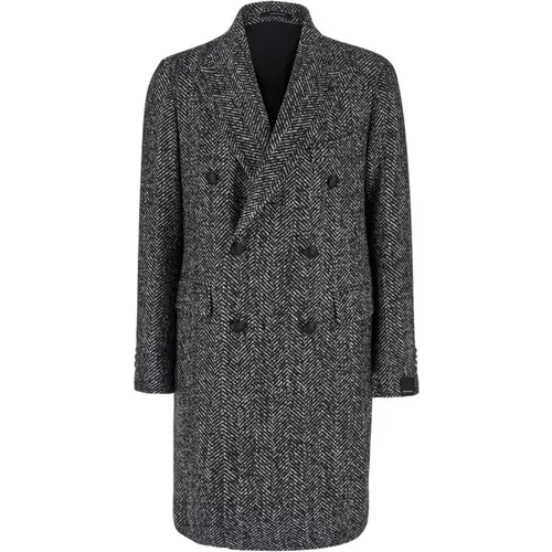 Double-Breasted Grey Coat , male, Sizes: S - Tagliatore - Modalova