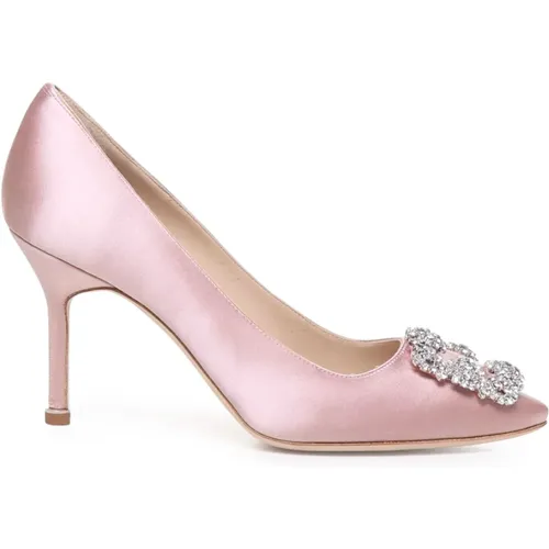 Satin Beveled Toe Pump , female, Sizes: 6 1/2 UK, 5 1/2 UK - Manolo Blahnik - Modalova