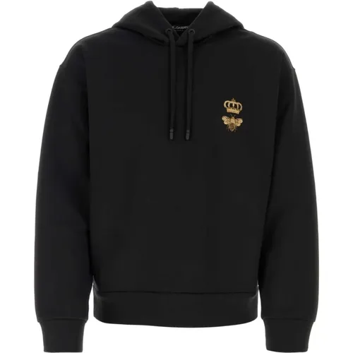 Stilvolles Schwarzes Baumwollmisch-Sweatshirt - Dolce & Gabbana - Modalova