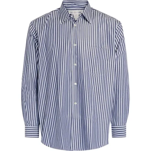 Blue and White Striped Cotton Shirt , male, Sizes: L - Comme des Garçons - Modalova