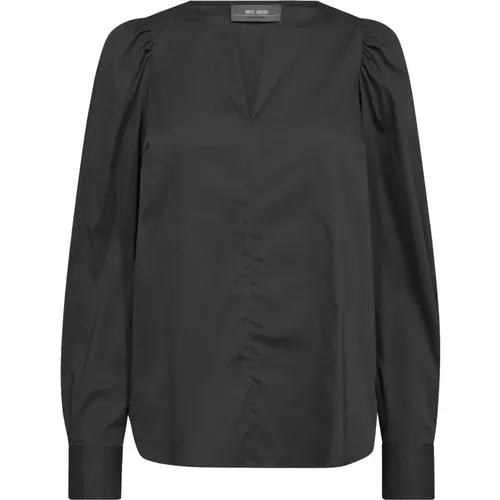 Elegante Schwarze Schlitzbluse , Damen, Größe: M - MOS MOSH - Modalova