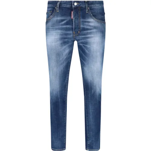 Slim-Fit Denim Jeans mit Abgenutzten Details , Herren, Größe: 2XL - Dsquared2 - Modalova