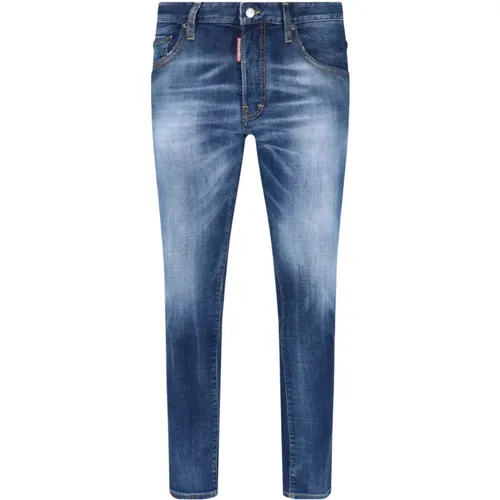 Slim-Fit Denim Jeans mit Abgenutzten Details , Herren, Größe: M - Dsquared2 - Modalova