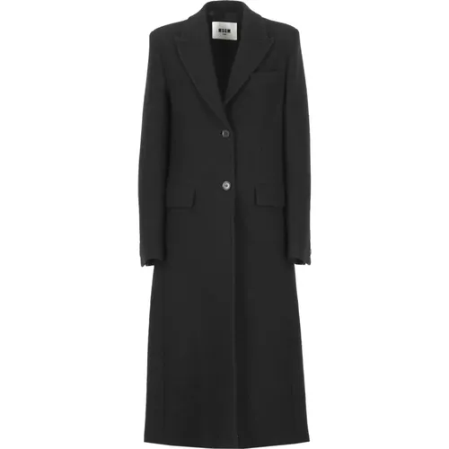 Wool Coat Peak Lapel , female, Sizes: S - Msgm - Modalova