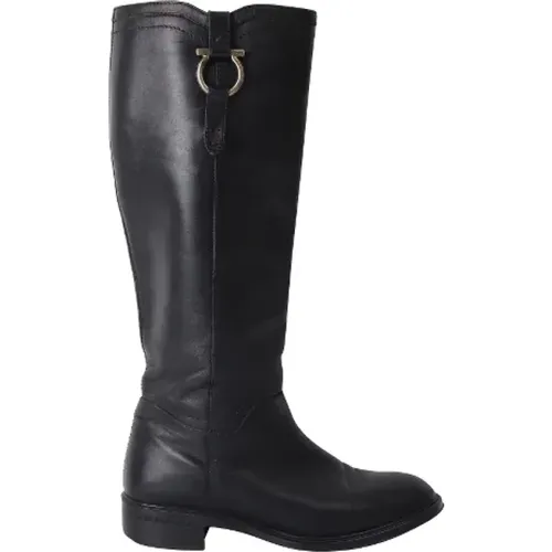 Pre-owned Leather boots , female, Sizes: 3 UK - Salvatore Ferragamo Pre-owned - Modalova