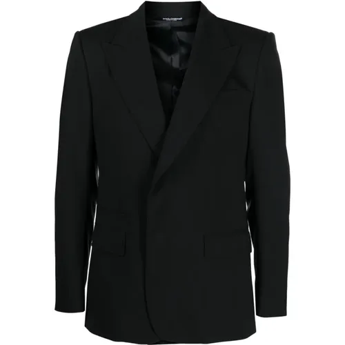 Stretch Wool Jacket with Notched Lapels and Button Closure , male, Sizes: L - Dolce & Gabbana - Modalova