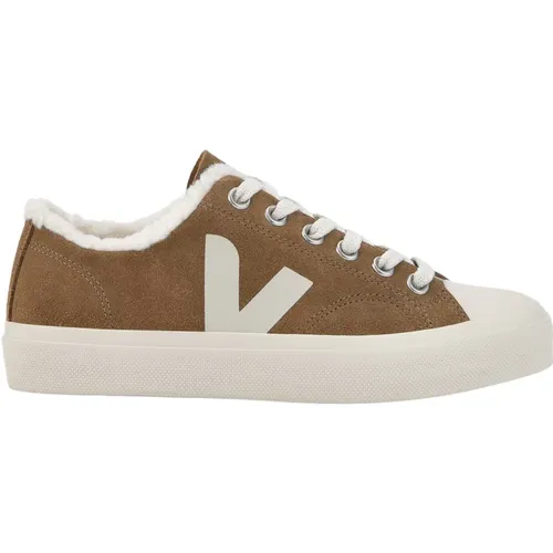 Beige Sneakers mit Weißen Details , Damen, Größe: 36 EU - Veja - Modalova