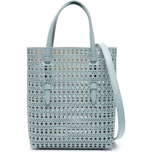 Grey Leather Bucket Bag , female, Sizes: ONE SIZE - Alaïa - Modalova