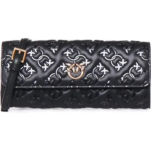 Wallet with Monogram and Shoulder Strap , female, Sizes: ONE SIZE - pinko - Modalova