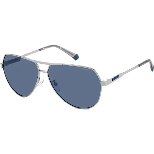 Ruthenium/Blue Sunglasses , male, Sizes: 62 MM - Polaroid - Modalova